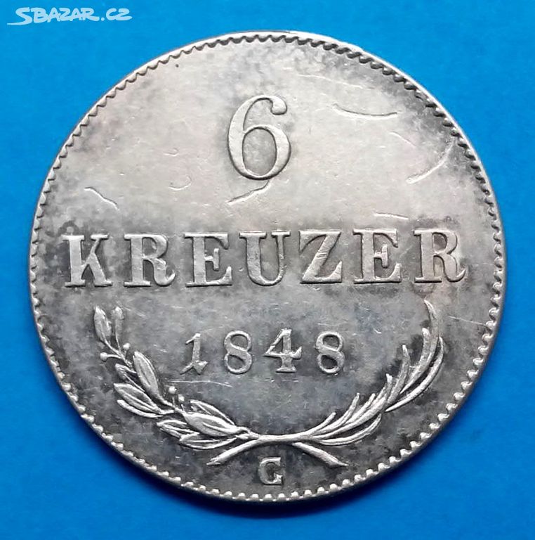 6 Krejcar 1848 Ferdinand V. Praha