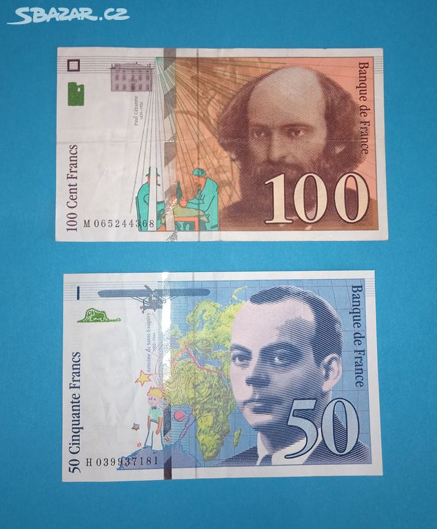 Bankovky FRANCIE - konvolut 50,100 Frank 1997-1998