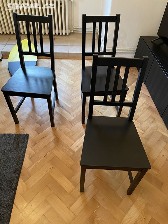 3 židle, černohnědá IKEA STEFAN