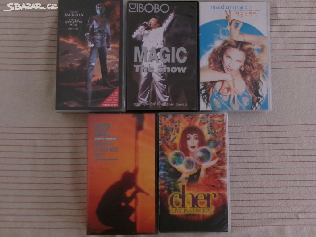 VHS Michael Jackson, U2, Cher, Madonna, Dj.Bobo.