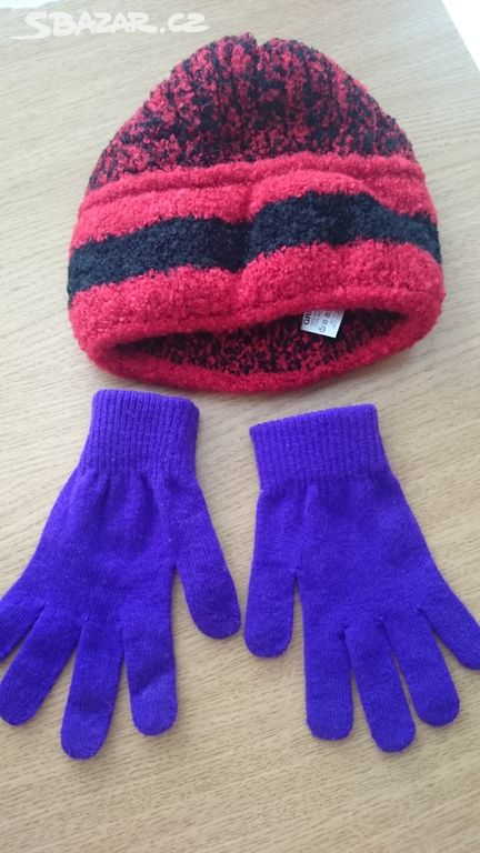 Zimní čepice + rukavice - dámská - dívčí.