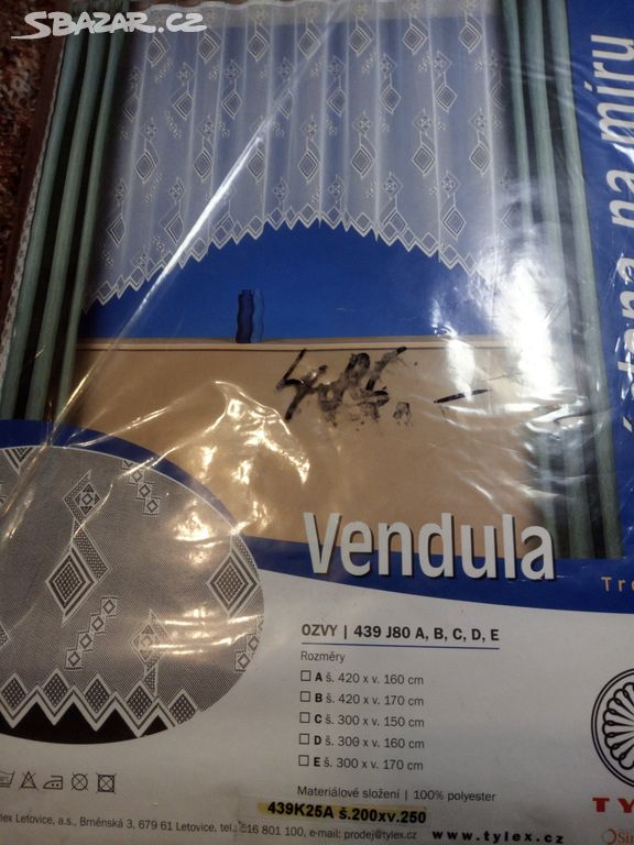 Záclona Vendula š.200 x v.250 nová