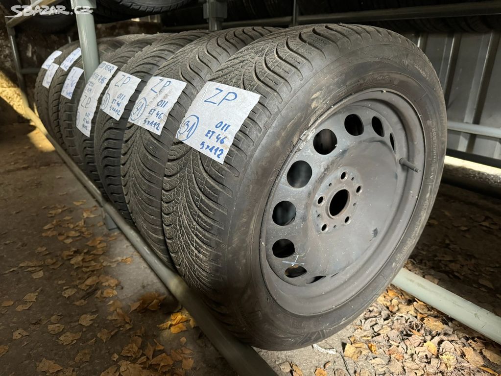 Plechové disky R16 5x112 ET46 +zimní pneu Škoda VW