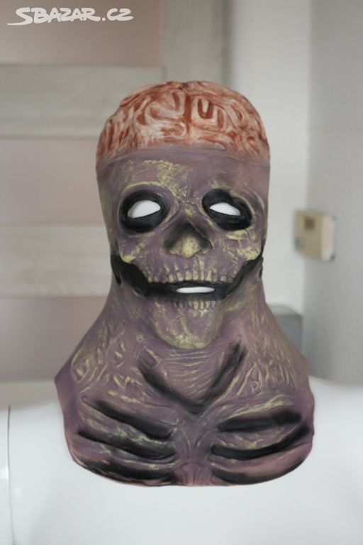 Hororová maska latex kostlivec s mozkem