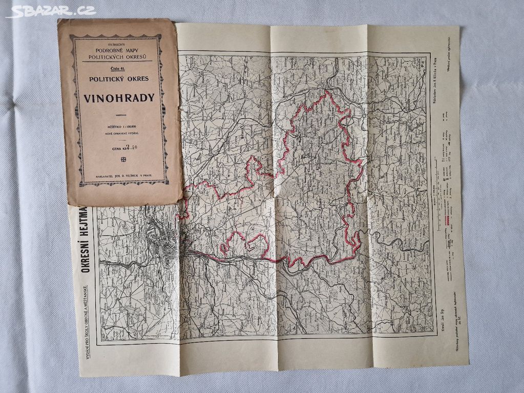 Stará mapa Politický okres Vinohrady Praha 20léta