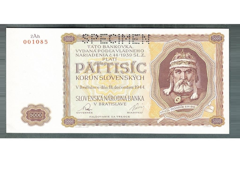 Staré bankovky Slovensko 5000 sk 1944 Mojmír