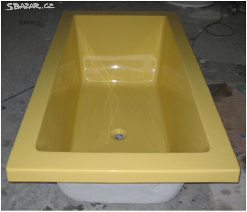 Žlutá hranatá akrylátová vana 170 cm
