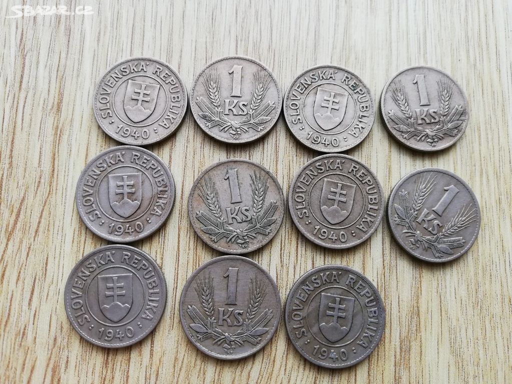 mince 1 koruna Slovenská republika 1940,cena za ks