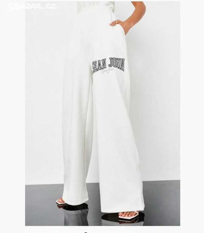 Dámské bílé kalhoty tepláky široké, vel. XXL nové