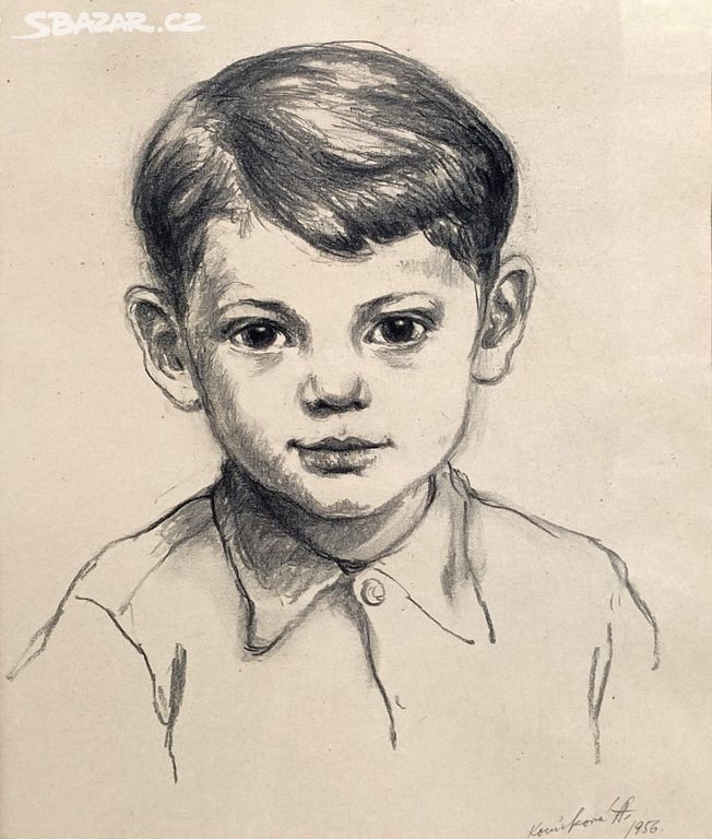 Kocůrková A. - Portrét chlapce, dat. 1956