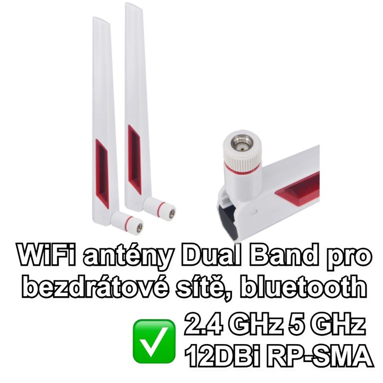 WiFi antény Dual Band 2.4 GHz 5 GHz 12DBi RP-SMA