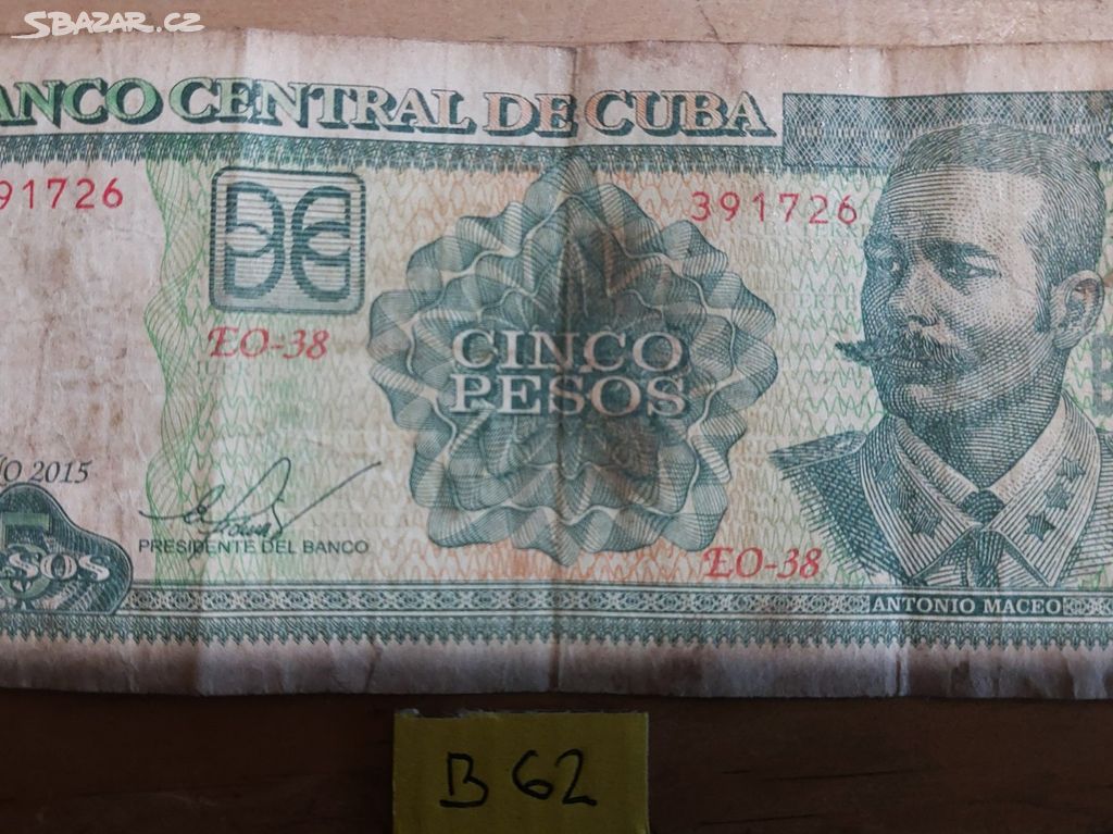 5 pesos 2015 Kuba (B62) Bankovka.