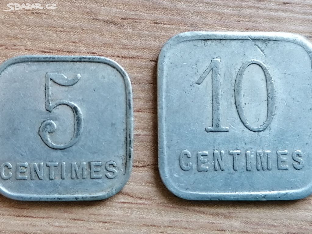 Francie 5 a 10 Centimes 1921 nouzové lokální mince