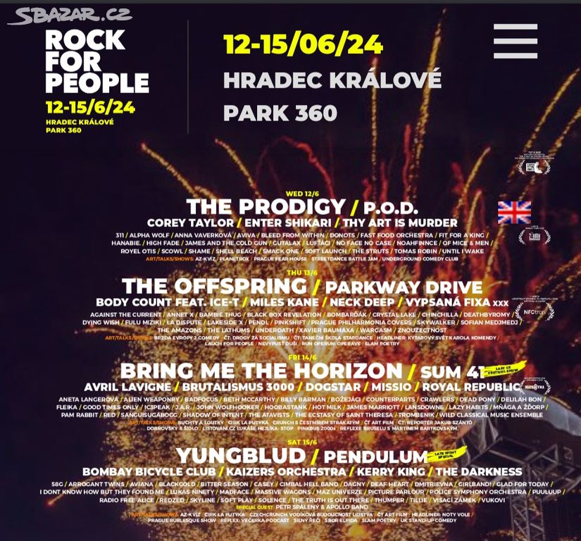 2ks vstupenek na celý ROCK FOR PEOPLE