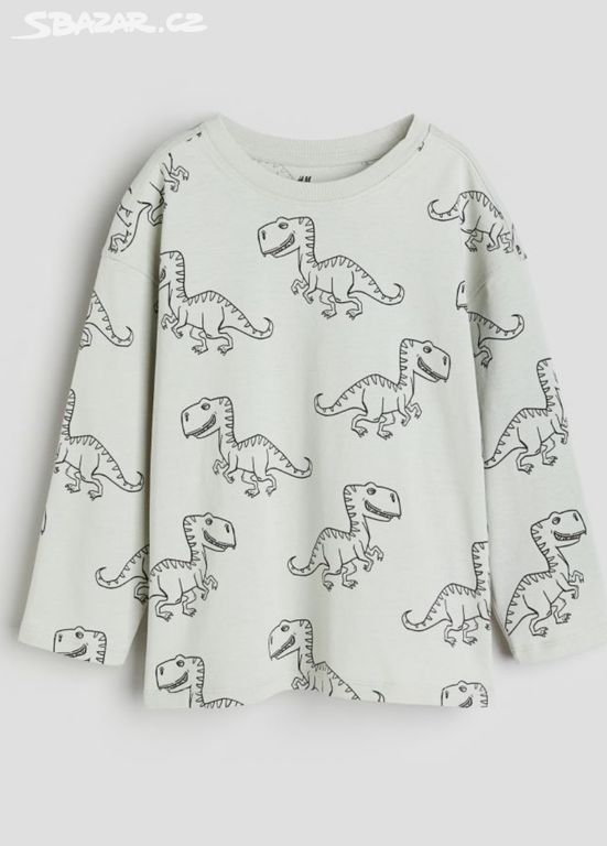 H&M Nové tričko 122 /128 dino t-rex dlouhý rukáv