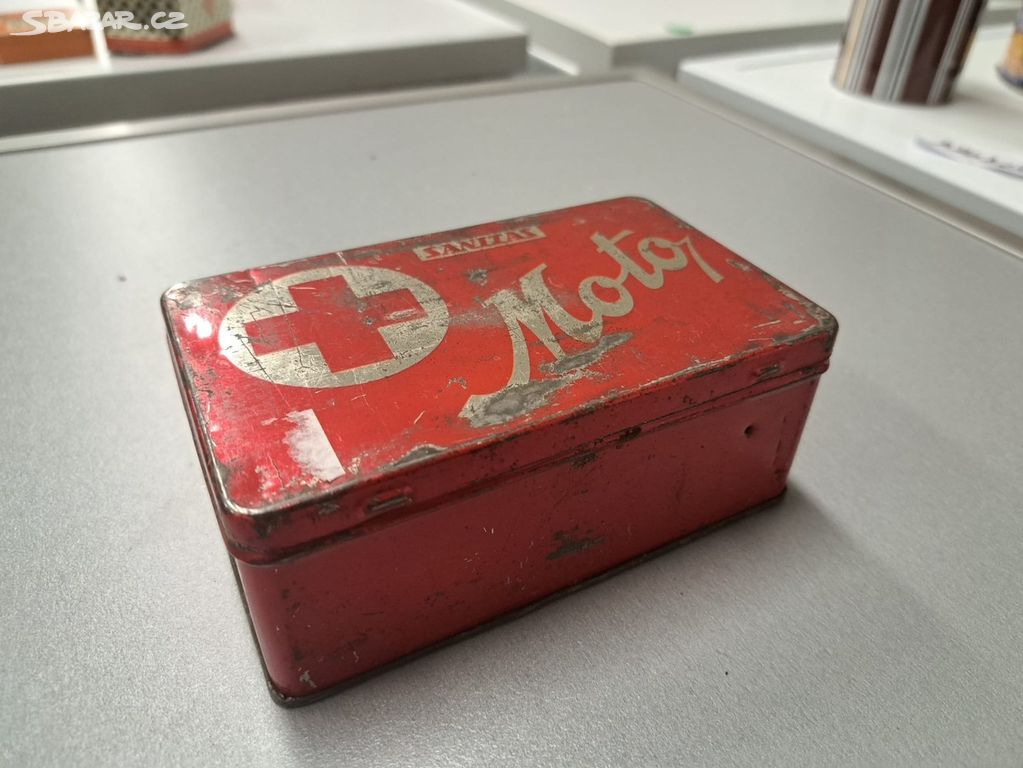 Stará plechová krabička od motolerárničky