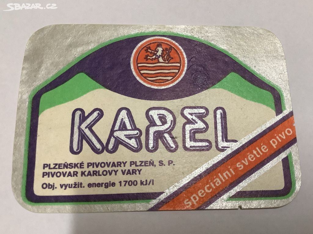 Stará etiketa použitá pivo KAREL Karlovy Vary