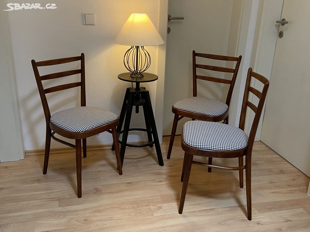 3x židle TON, Thonet - kompletně renovované