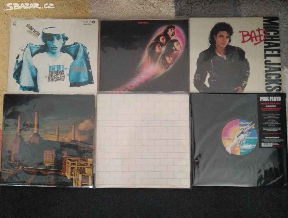 LP Pink Floyd, Queen, Bowie, Deep Purple a další