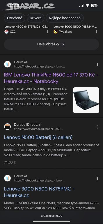 Top Lenovo ThinkPad 3000 N500