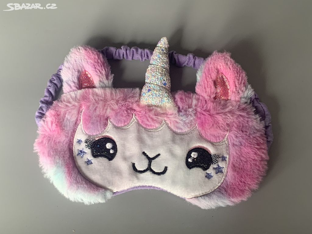 Plyšová noční maska Unicorn lama Claires