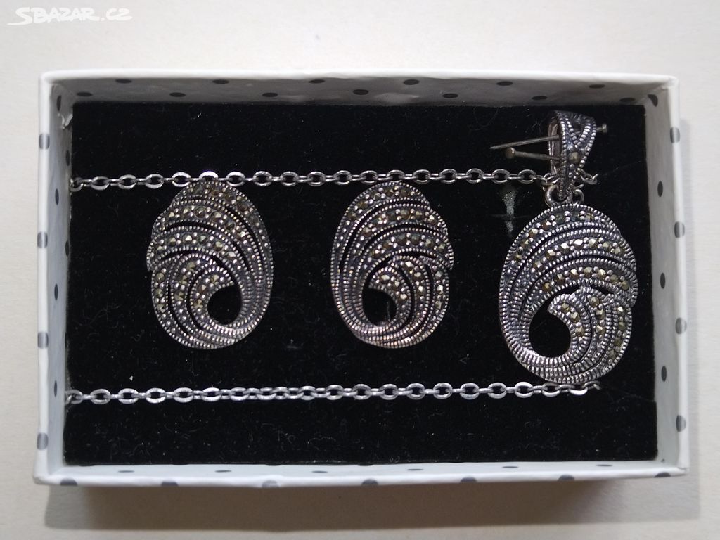 Markazitová souprava - naušnice a náhrdelník 925