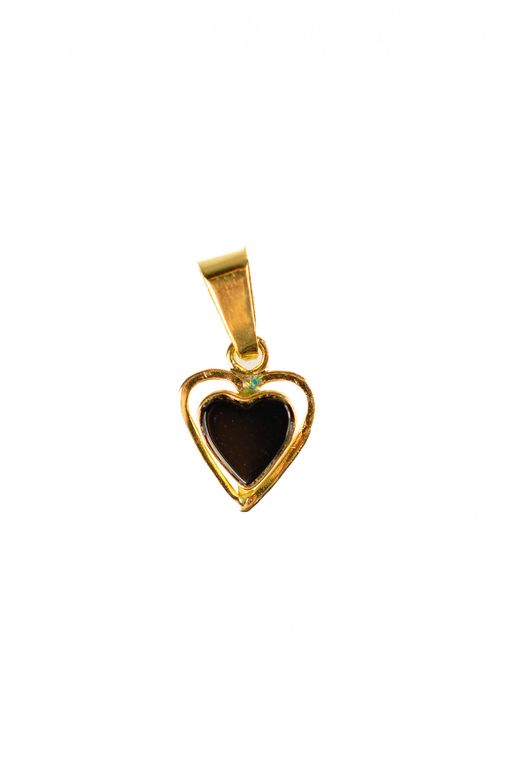 Zlatý přívěs s onyxem, srdce (17744)
