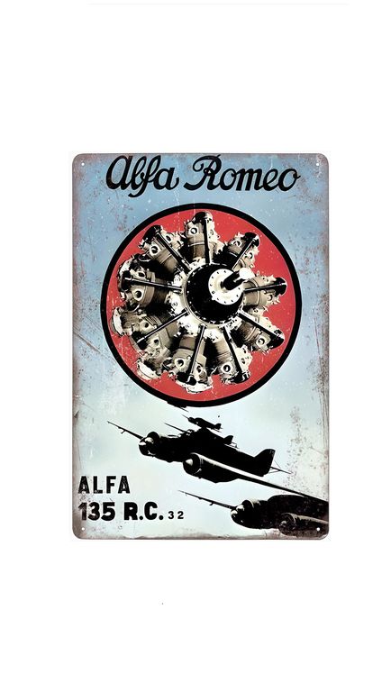 cedule plechová : Alfa Romeo - letecký motor Alfa