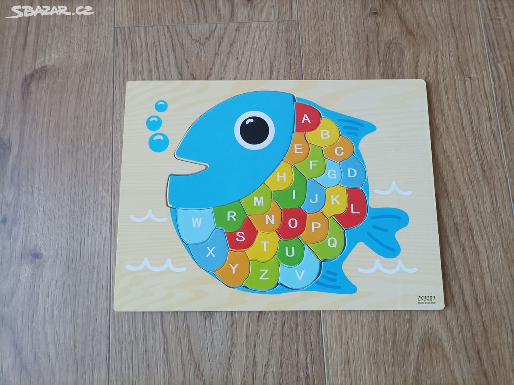 Dřevěná skládačka - puzzle, rybička s písmenky