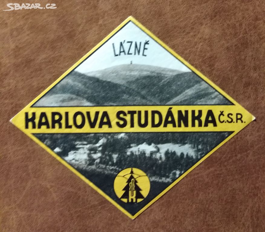 RETRO NÁLEPKA NA KUFR - LÁZNĚ KARLOVA STUDÁNKA