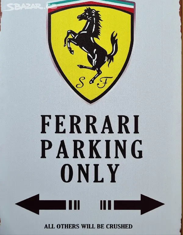 Plechová cedule WARNING FERRARI - Praha - Bazar - Sbazar.cz