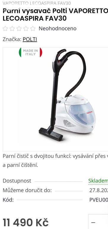 Parní vysavač Polti Vaporetto