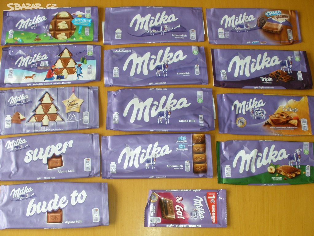 Plastové obaly od čokolád Milka