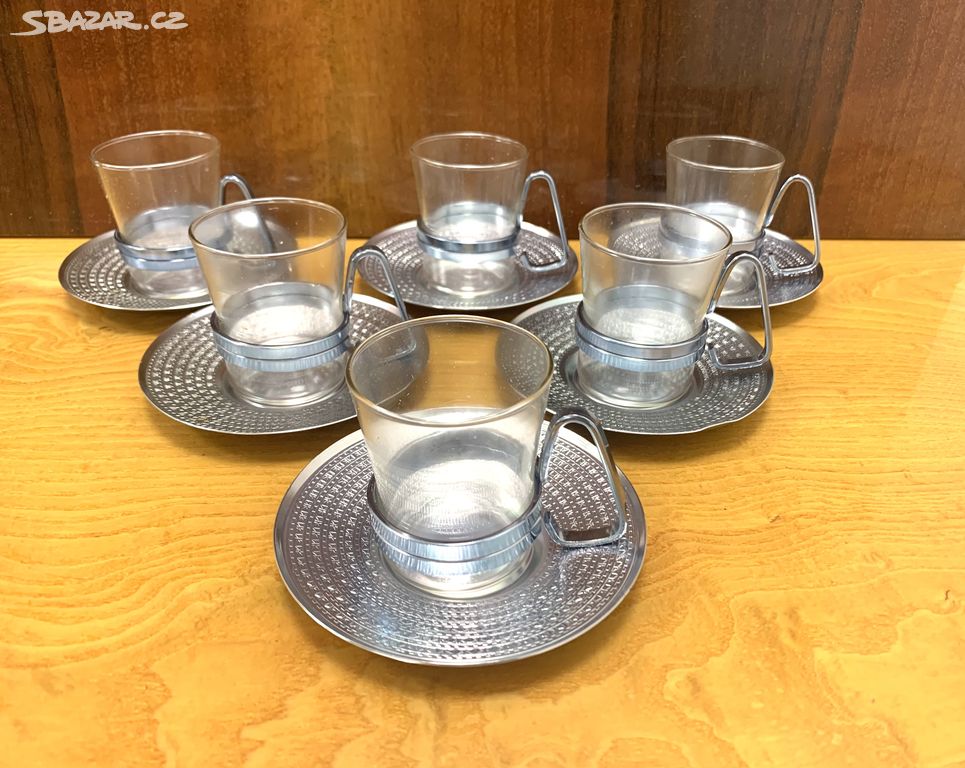 Retro sklo coffee set, kávový servis 60. léta