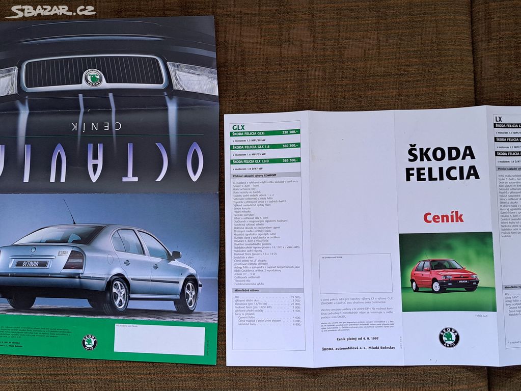 Retro leták a ceník Škoda 1997