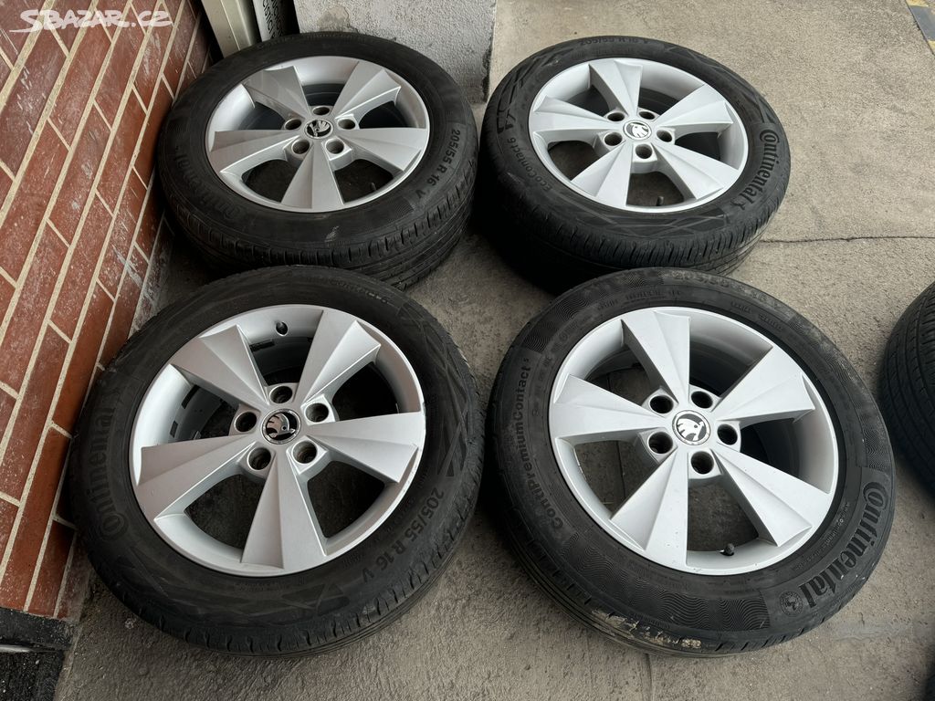 Alu 16" 5x112, orig. škoda Velorum ,pneu 70%