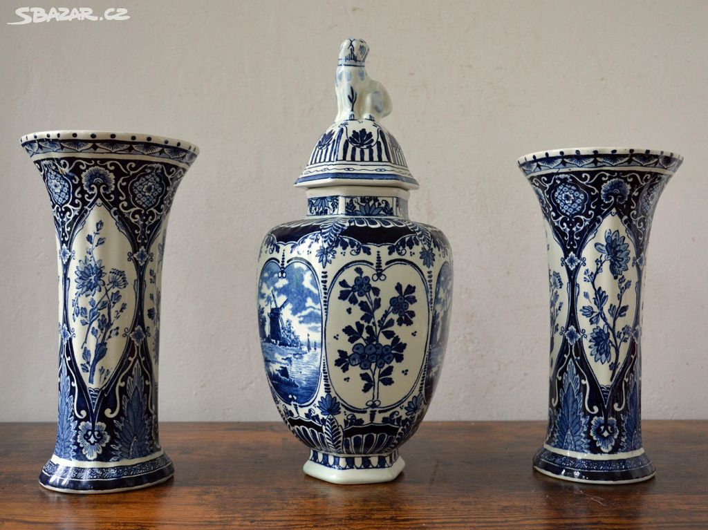 ZÁMECKÁ PORCELÁNOVÁ SADA DELFT ZNAČENO /28710