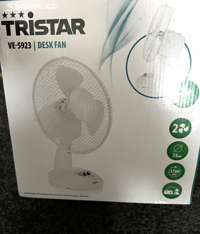 TRISTAR VE-5923 nový bílý stolní tichý ventilátor