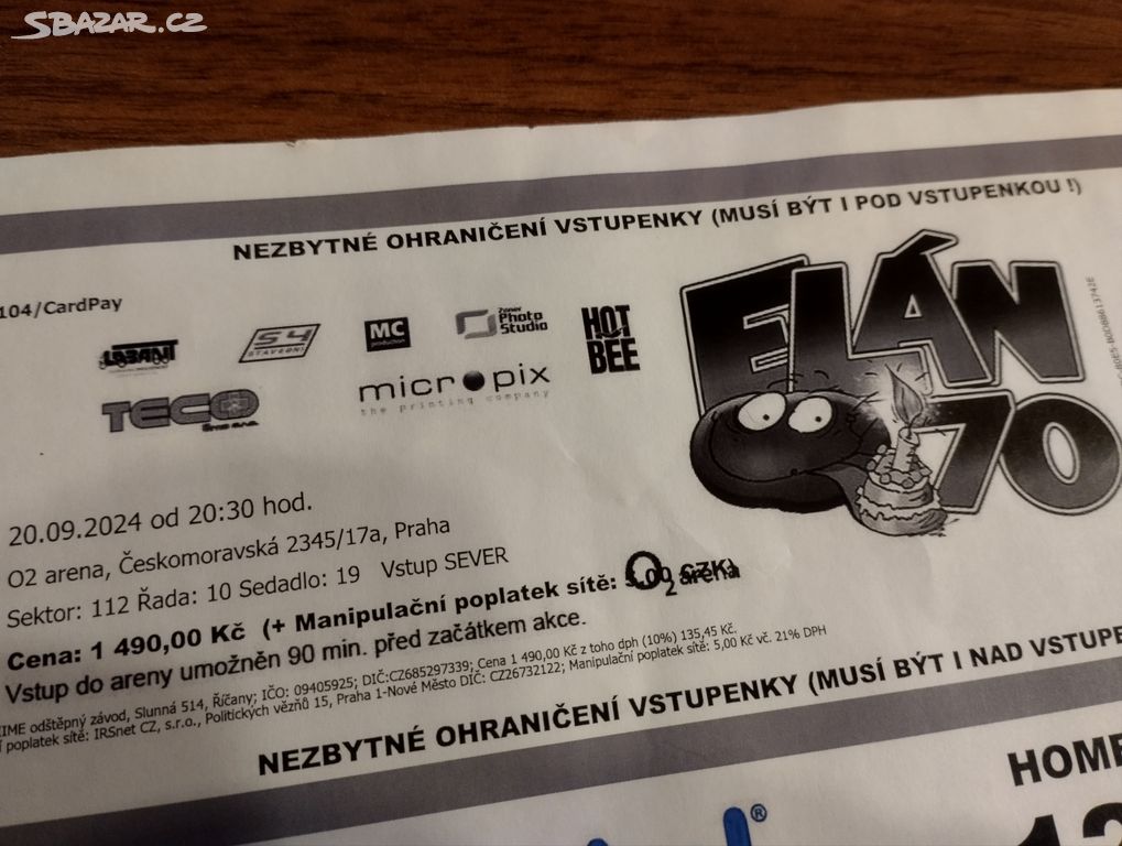 Vstupenka koncert Elán 20.9.2024