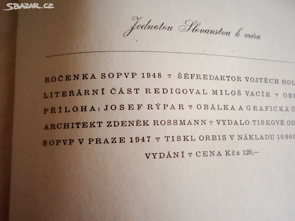 kniha 1947 Jednotou Slovanstva k míru