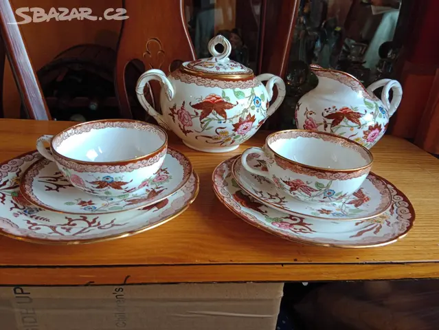 Krasný starý porcelán fajáns- Sarreguemines-8ks Klášterec nad