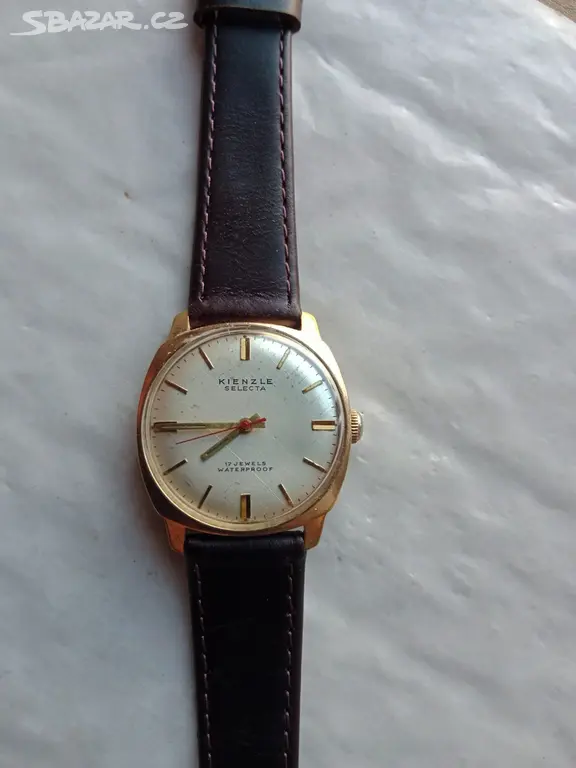 Pěkné, staré, funkční pozlacené hodinky Kienzle Klášterec nad