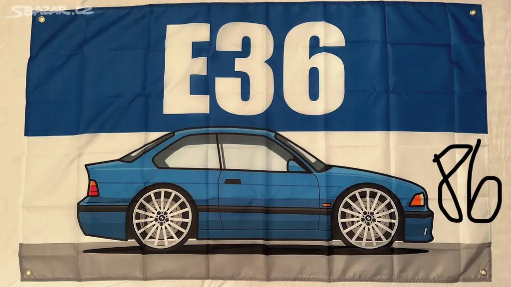 Drapeau Publicitaire BMW Classic E9 - Bannière Tissu 90x150 Cm, Neuf, Fabriqué En France