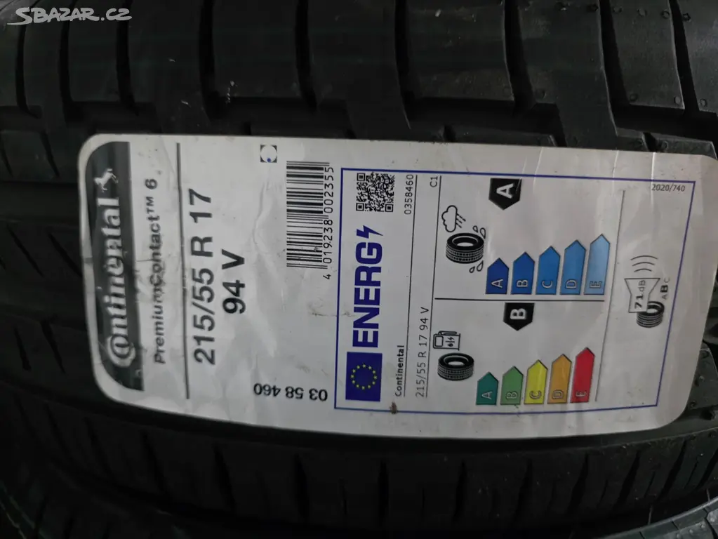 215/55 R17 94 V  Continental PC6  Nová 1 Ks Letní