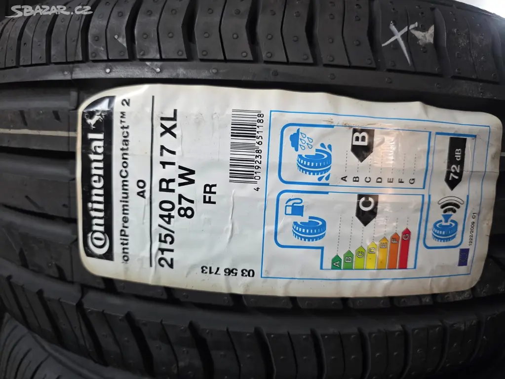 215/40 R17 87 W  Continental Letní 2 Ks