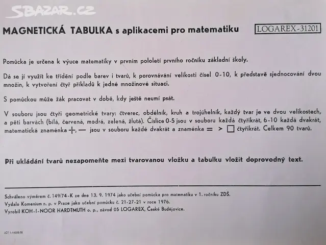 Retro Magnetická tabulka matematika - Znojmo - Bazar - Sbazar.cz