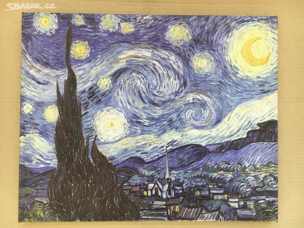 Hvězdná noc - plátno na dřevěném rámu - Břeclav - Bazar - Sbazar.cz