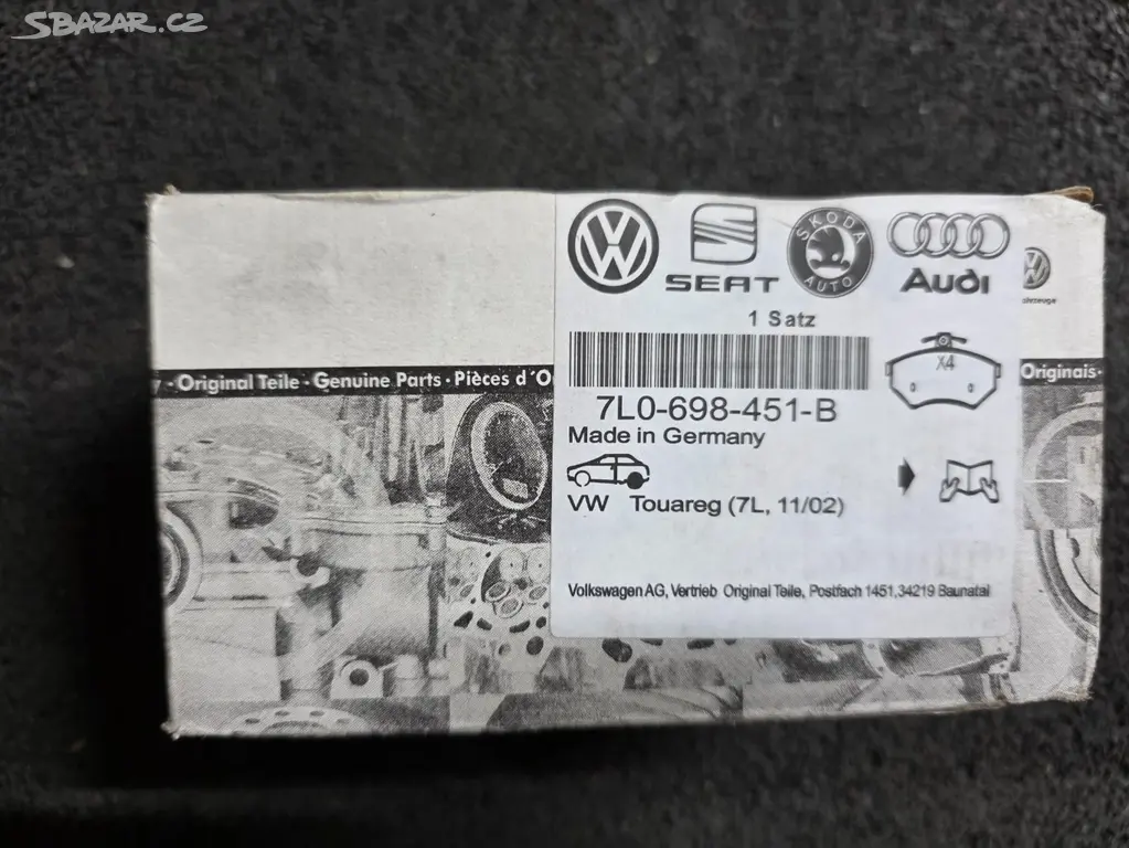 Zadní brzdové destičky VW Audi Porsche 7L0698451B