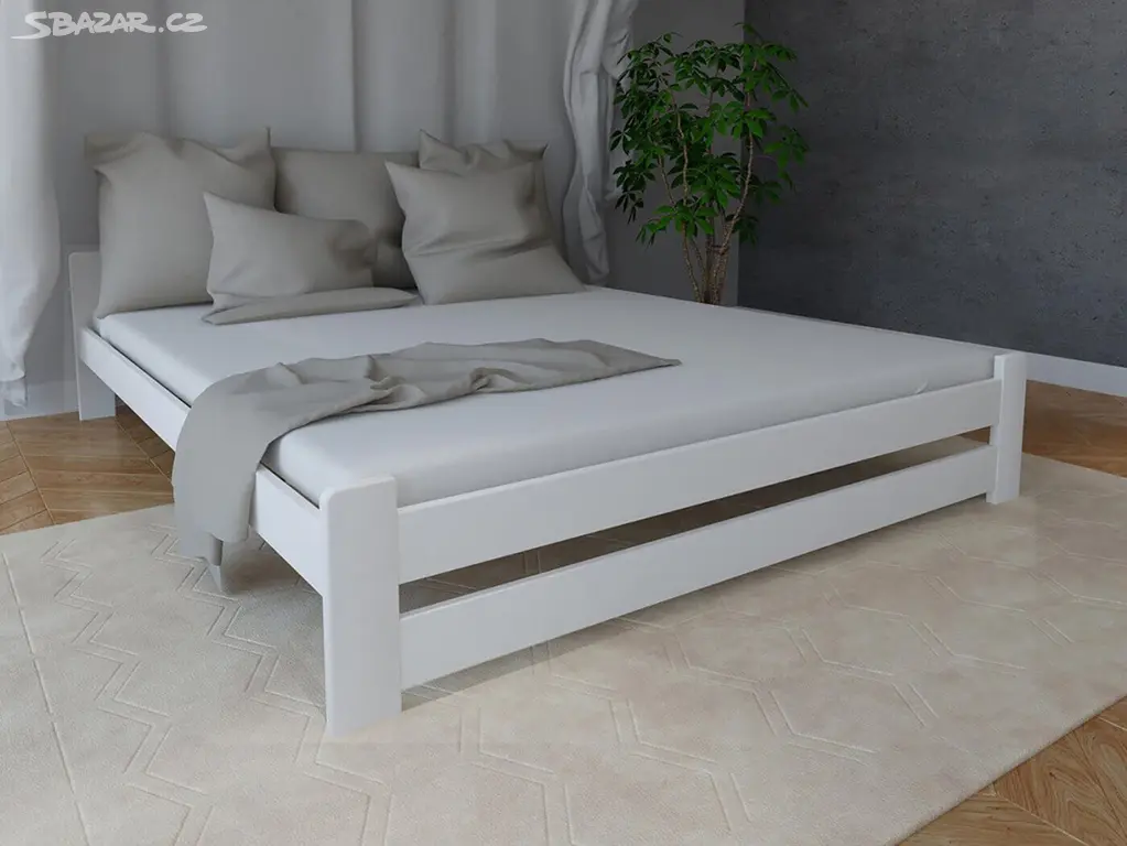 Nová postel MASIV BOROVICE bílá 160x200cm + rošt - Praha - Bazar ...