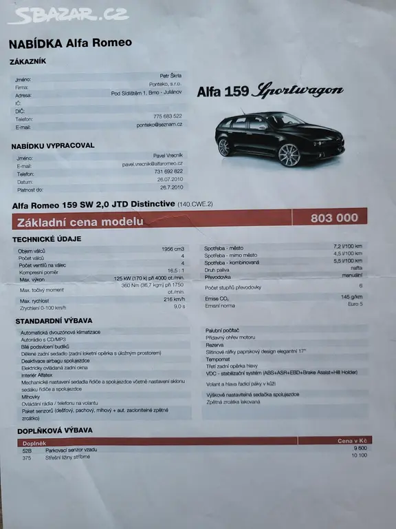 Alfa Romeo 159 SW 2,0 JTD - fotka 5